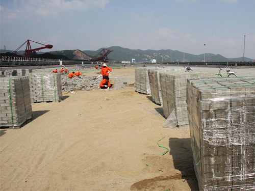 連鎖塊施工現(xiàn)場